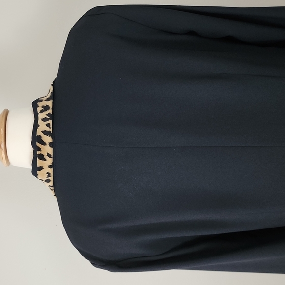 VINTAGE Henry Lee Black Suit Style Dress with Leopard Contrast - Picture 5 of 7